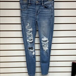American Eagle Outfitters Ripped Blue Skinny Jeans